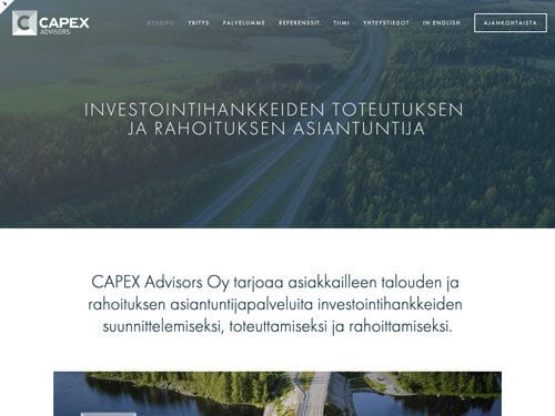 Capex Advisors verkkosivu