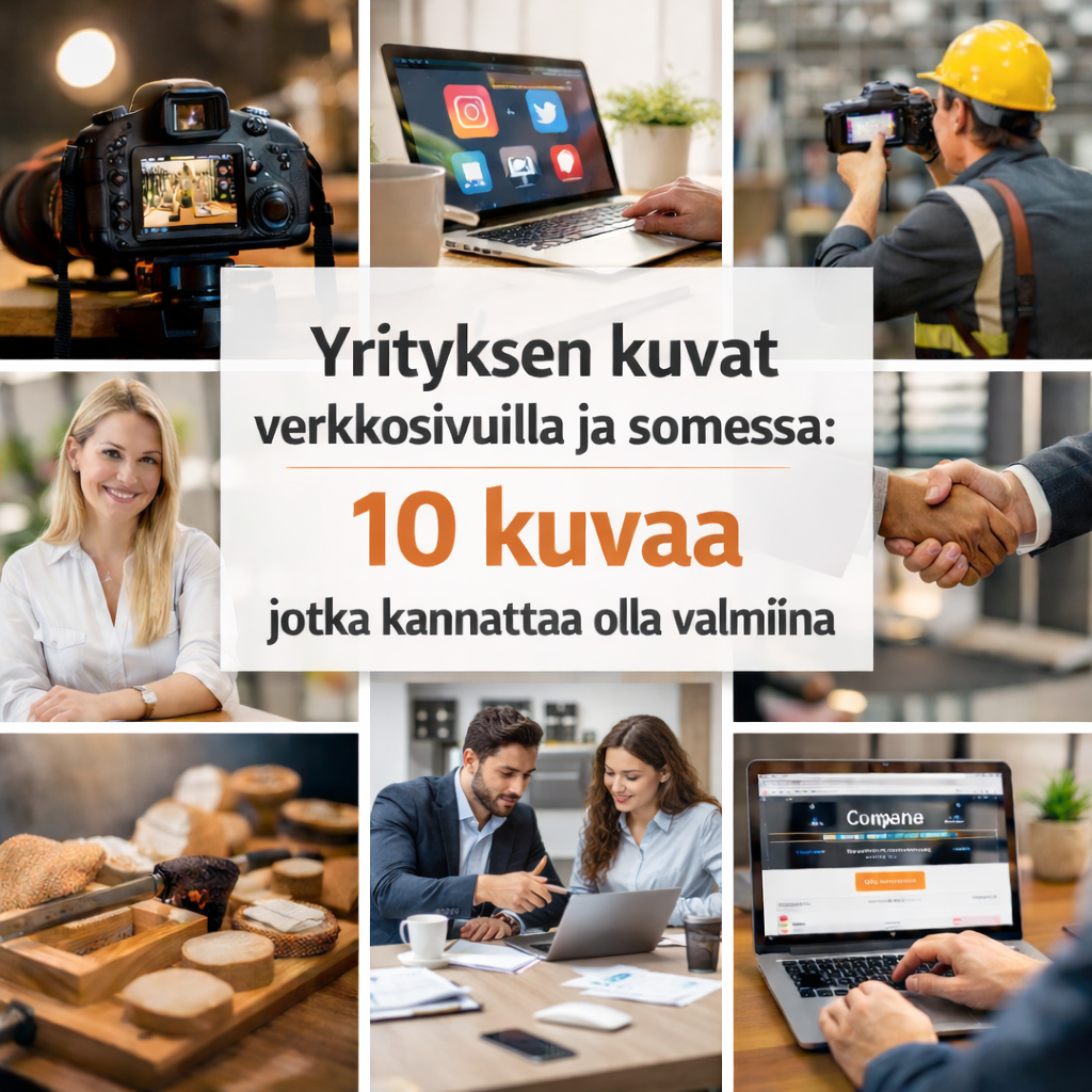 Yrityksen kuvat verkkosivuilla ja somessa: 10 kuvaa jotka kannattaa olla valmiina 1 Yrityksen kuvat verkkosivuilla ja somessa Yrityksen kuvat verkkosivuilla ja somessa